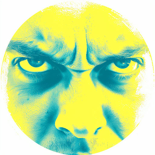 Angry face emoticion, AP style, blink-and-you-miss-it detail