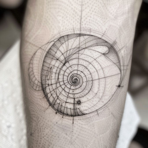 Contemporary tattoo sketch of a Fibonacci spiral