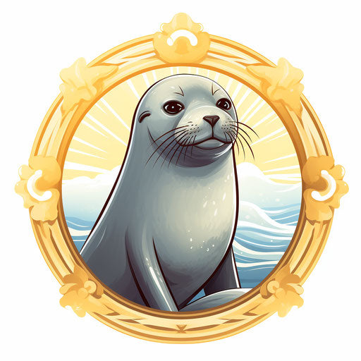 Seal artwork in the Chiaroscuro Art style, on white background
