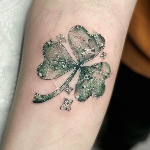 Shamrock tattoo with icy frost design on cold white background