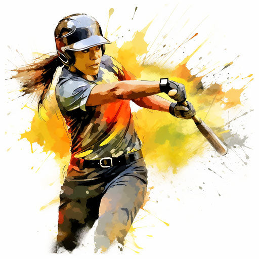 Softball clipart in the style of Impressionistic Art, on a white background