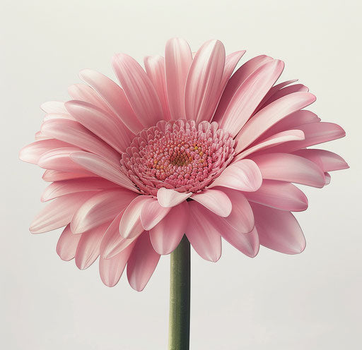 A pink daisy on white background, simplicity, monochromatic colors