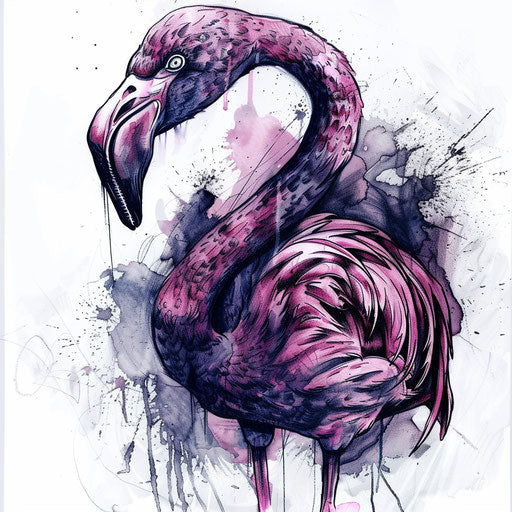 Gothic flamingo tattoo design with dark themes
