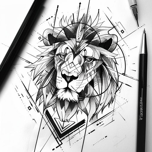 African tribal-inspired sketch of the Lion of Judah
