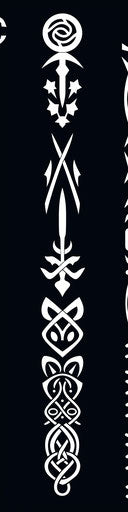 Tribal tattoo patterns with recursive shapes and texture-rich