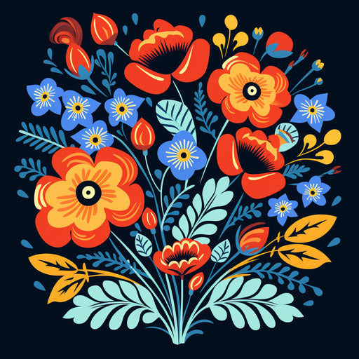 Free vector drawing of flowers, naive style, meticulous line work