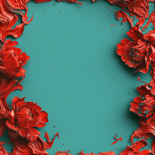 Realistic red border with flat teal background
