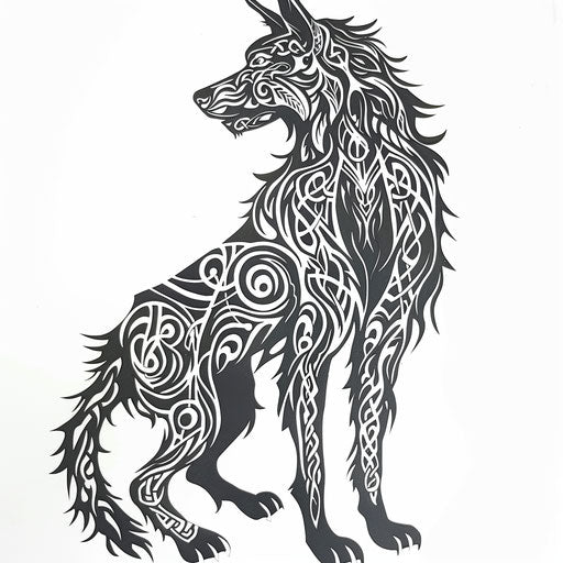 Irish Celtic greyhound tattoo on white background