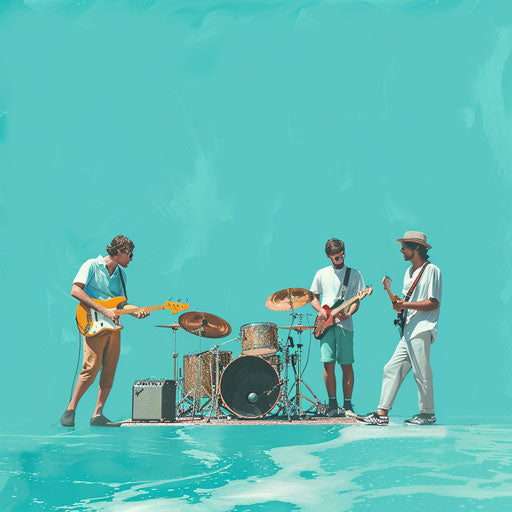 Realistic band clipart on flat serene aqua background