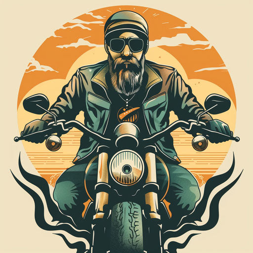 Balanced biker with soothing symmetrical designs