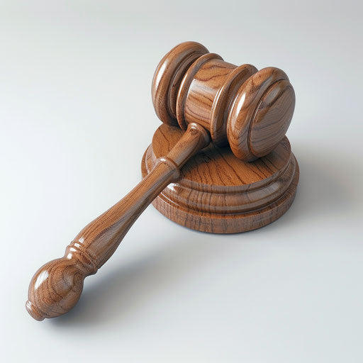 Realistic gavel illustration on white background with texture