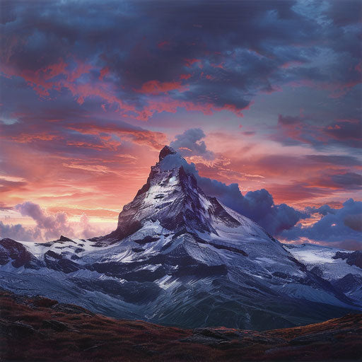 The Matterhorn in stormy sunset