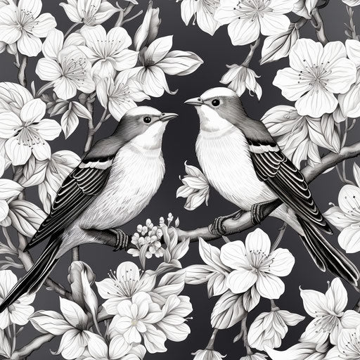 Hand-drawn cherry blossom pattern in detailed style