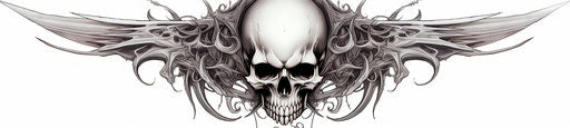 Skull with ornate wings on white background (xbox 360 style)