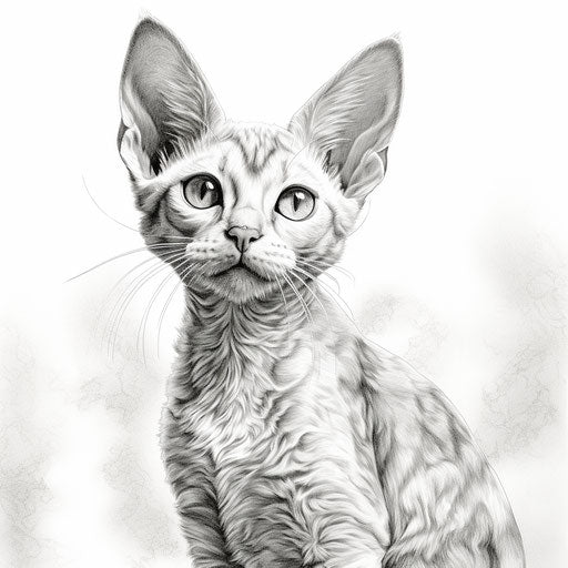 Drawing of Devon Rex cat
