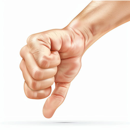 Realistic thumbs down clipart on white background