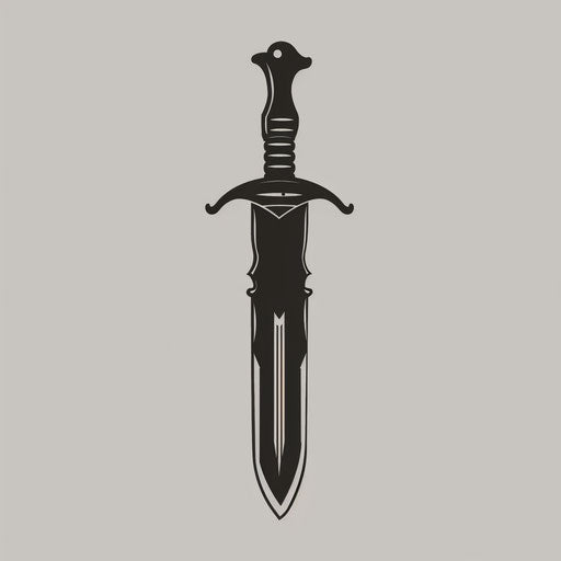 Simplistic flat tattoo sketch of a Russian mafia knife