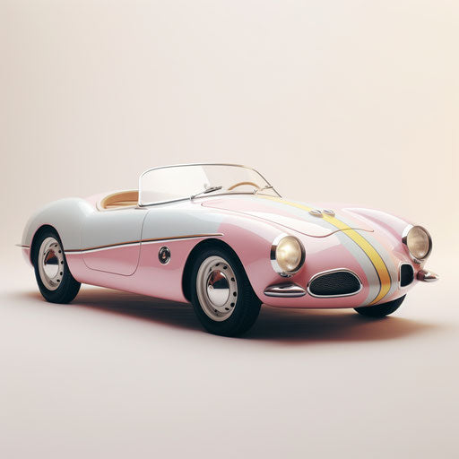 Vintage 2-seater sports car in pastel colors
