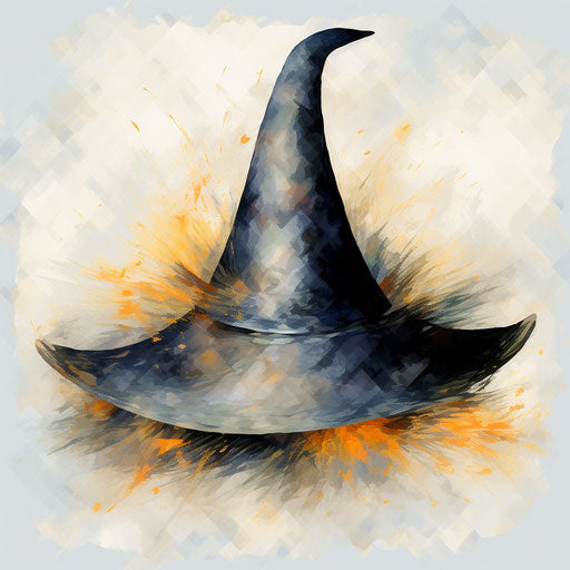 Witch hat in Impressionistic Art style, white background