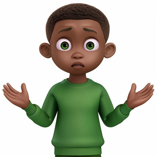 Confused black boy shrug emoji green
