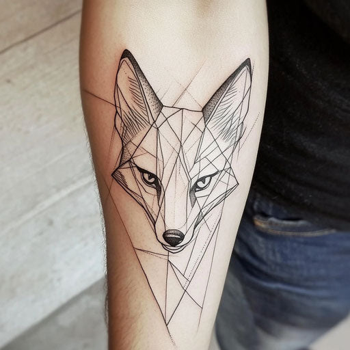 Cool flat tattoo sketch for men with geometric fox head