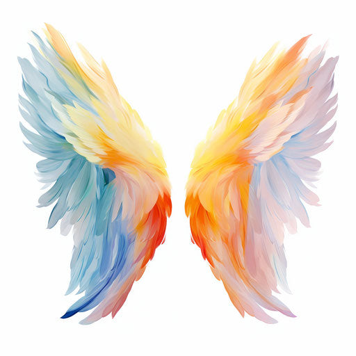 Impressionistic art: angel wings on white background