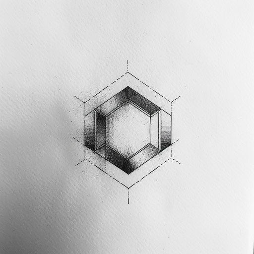 Geometric minimalist tattoo design of a hexagon