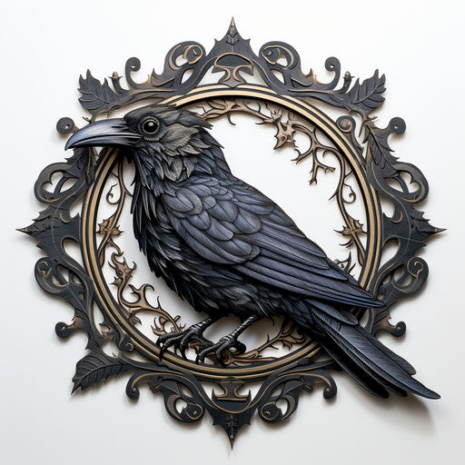 Adult crow with branches in its eyes