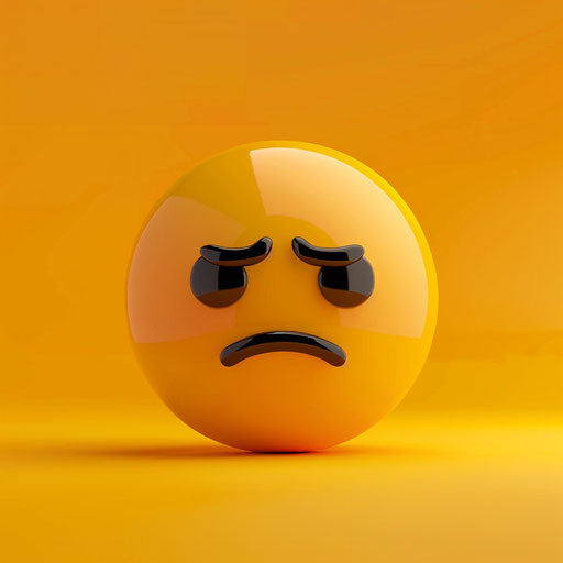 Sad emoji on yellow background, vivid color blocks, aurorapunk