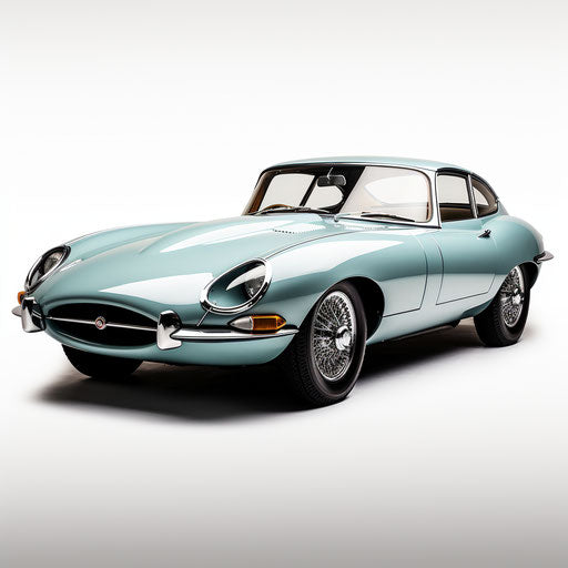 Seafoam blue jaguar e type car