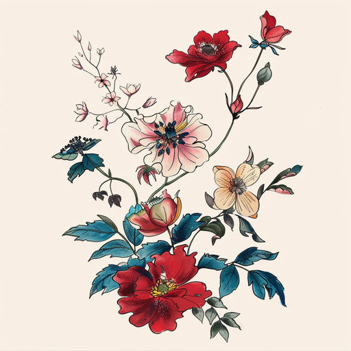 Wildflower tattoos in a Japanese art style