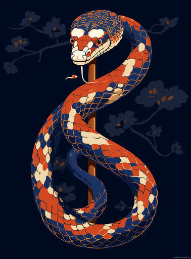 Snake with colors, minimalism, tattoo