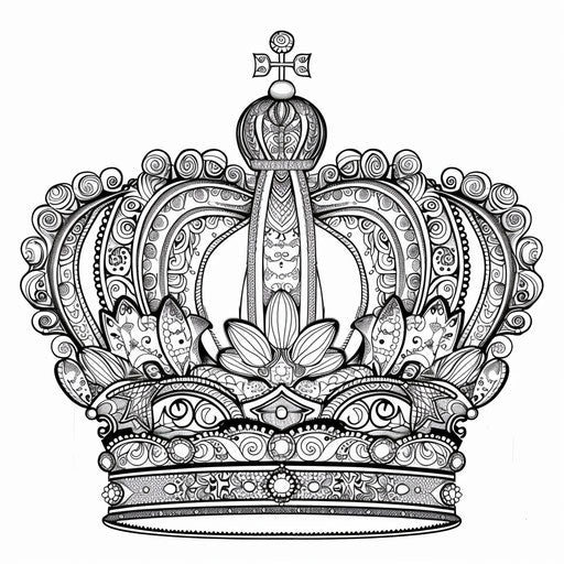 Detailed zentangle crown filled with complex patterns