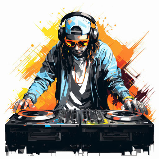 DJ clipart in the style of Chiaroscuro Art, on a white background