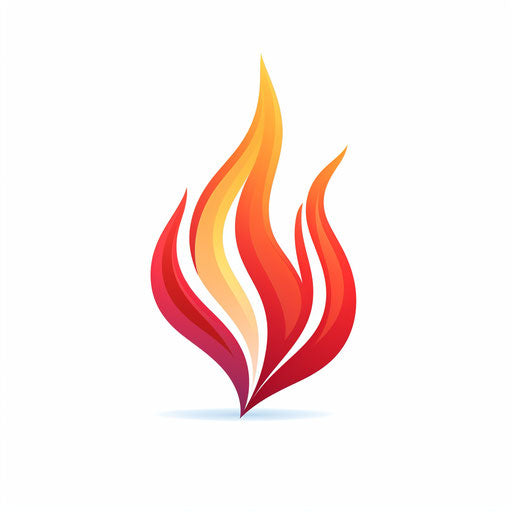 Minimalist style flame illustration, on a white background