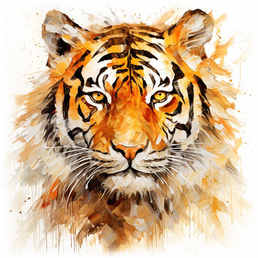 Tiger face artwork in the Impressionistic Art style