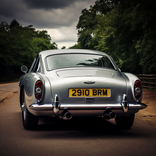 Rear view of an aston martin db5