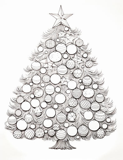 Christmas tree coloring in precisionist lines and shapes style