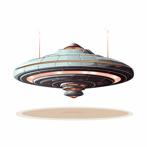 UFO clipart in the style of Chiaroscuro Art, on white background