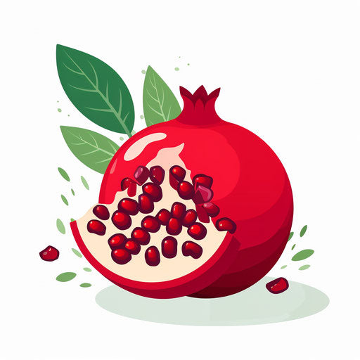 Minimalist pomegranate clipart on white background