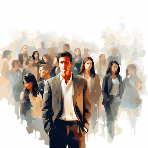 Crowd art in Oil painting style on white background