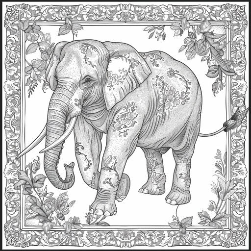 Gentle elephant with a peaceful background to color