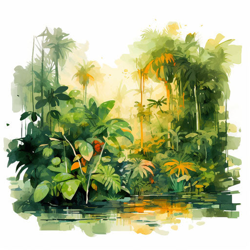Jungle drawing in the style of Impressionistic Art