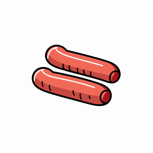 Minimalist-style sausage clipart, on white background