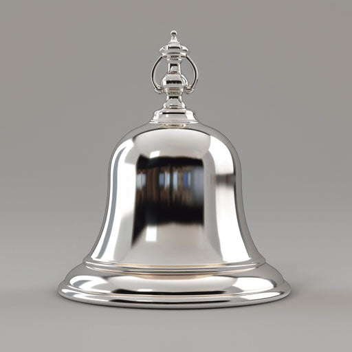 Metallic silver background with realistic bell clipart