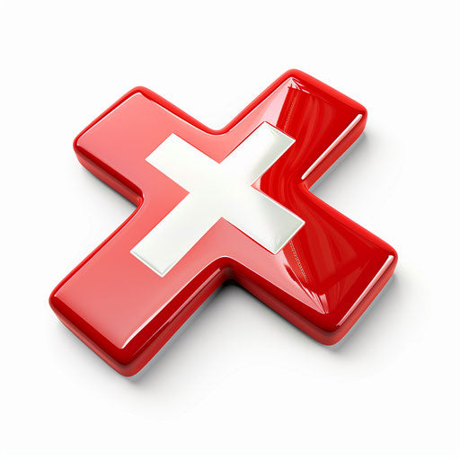 Red cross in a photo realistic style on white background