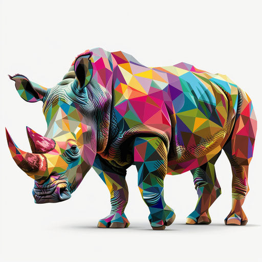 Realistic rhino clipart on flat white background with vibrant colors