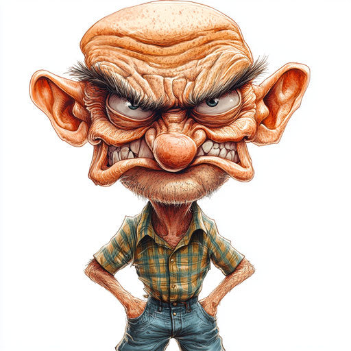 Humorous caricature of a hungry caricature clipart with human traits