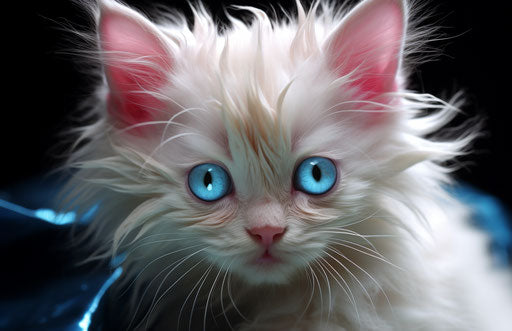 Blue-eyed kitten for sale in multicolored feminine style