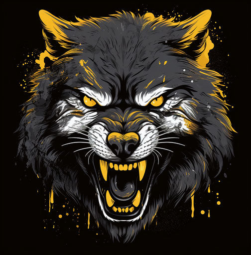 Angry wolf head